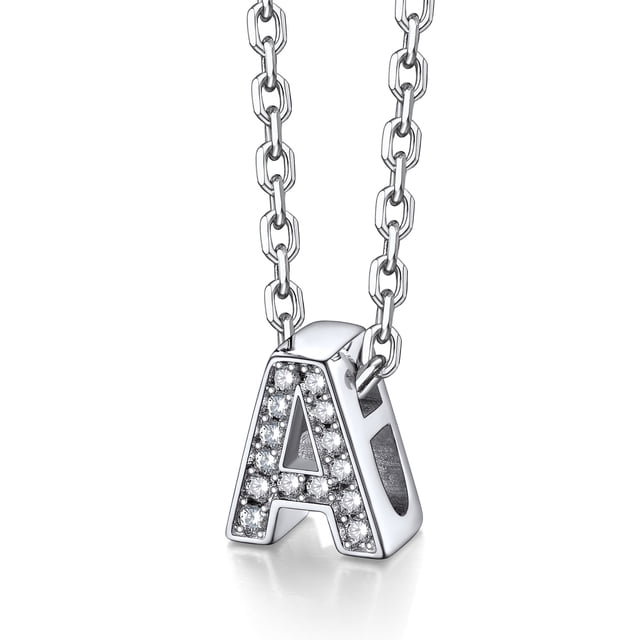 Silvora mujer plata esterlina inicial collar con chispeante circonita cúbica, letra A colgante collar para niñas adolescentes encanto joyería de cumpleaños
