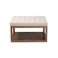 thumbnail image 2 of Bowery Hill Beige Fabric Upholstered Brown Finished Ottoman, 2 of 7