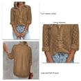 thumbnail image 2 of Blouse, Long Sleeves Stylish Polyester Women Casual Shirt Breathable Button  For Dating Brown S, 2 of 4