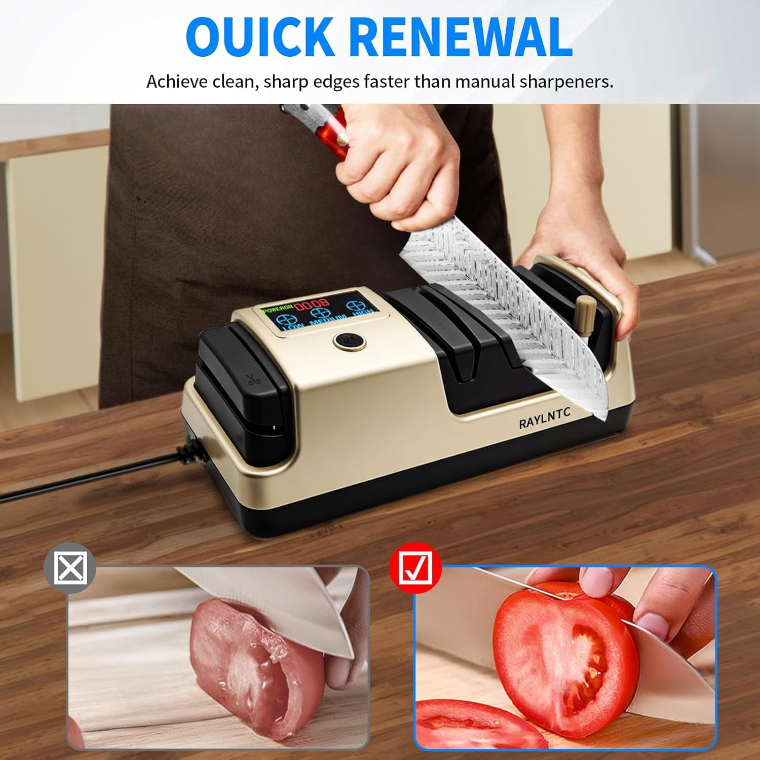 Professional 5-in-1 Electric Knife Sharpener with LCD Display, Scissor Sharpener with 3-Speed &   Abrasives