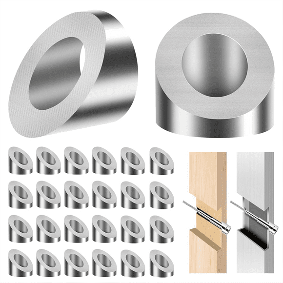 24Pack Beveled Angle Washers 9mm, 33° Handrail Angle Washer Max for 8mm Cable Railing Hardware Kit, for Stair Deck Metal