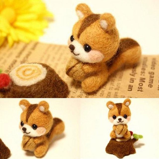 DIY Wool Felt Needle Felting Kit Raw Material for Adult Cartoon Animal Puppy