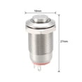 thumbnail image 3 of Interruptor de botón pulsador de metal de enclavamiento Uxcell Cabeza alta 12mm Diámetro de montaje 1NO 3-6V Luz LED roja, 3 of 5