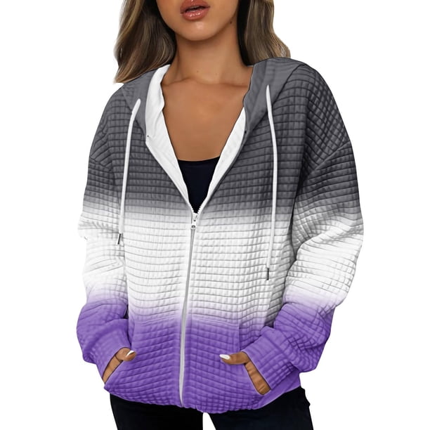 Puntoco Abrigo Mujer Moda Blusa Impresa Manga Larga Tops Sudadera Bolsillos Abrigo Con Capucha Liquidación Puntoco Puntoco-1