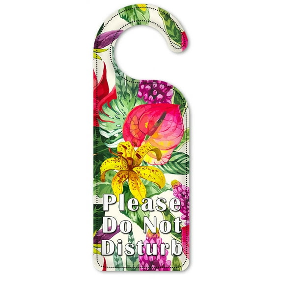 Do Not Disturb Door Knob Hanger Sign - Yellow Hibiscus