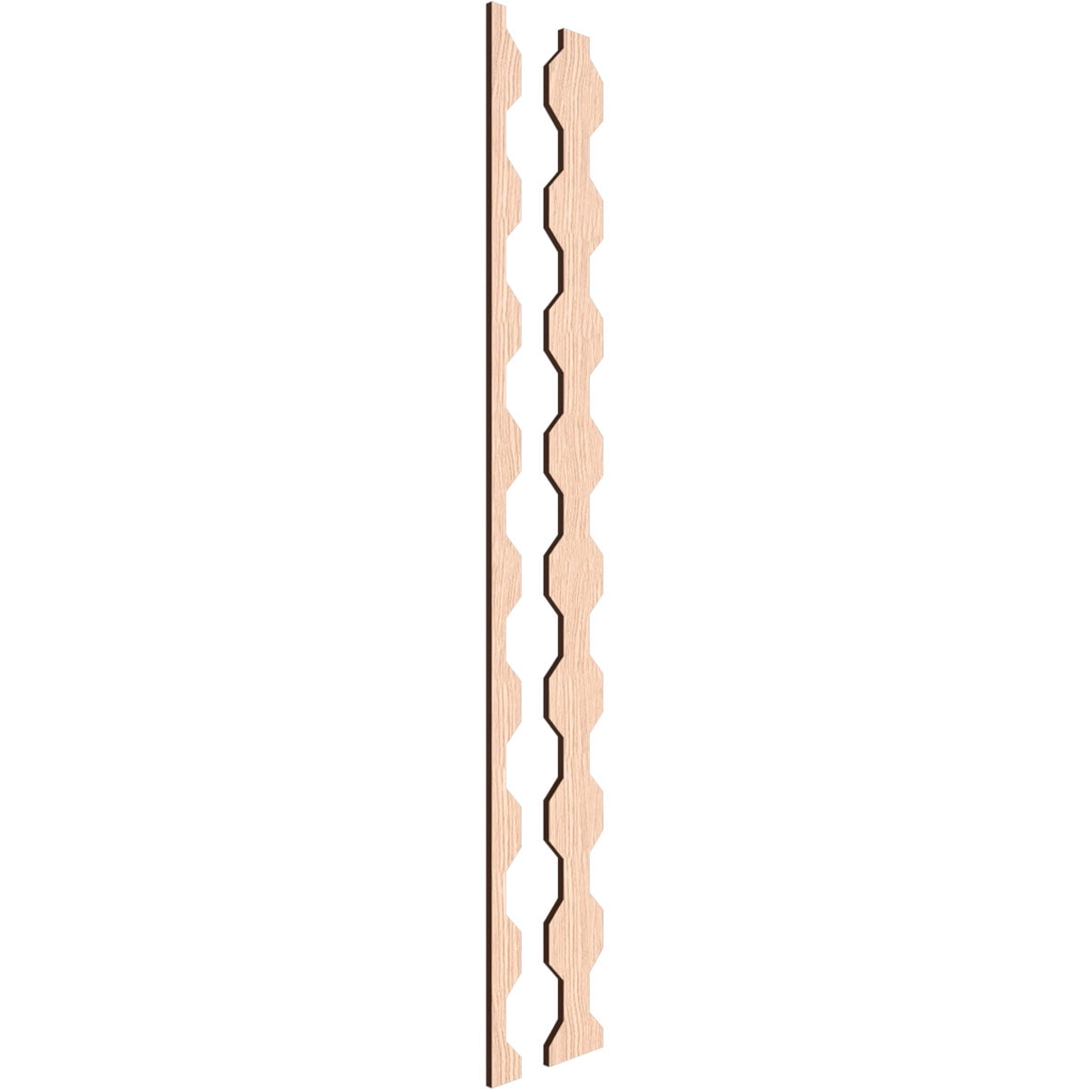 Ekena Millwork 47"H x 3/8"T Pontiac Adjustable Wood Decorative Slat Wall Panel Kit, Red Oak (contains 16 Slats + 1 Straight Edge Starter Slat)