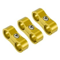 Unique Bargains 3pcs Car AN6 14mm Hose Separator Clamp Oil Line Brake Line Aluminum Alloy Fuel Line Bracket Gold Tone