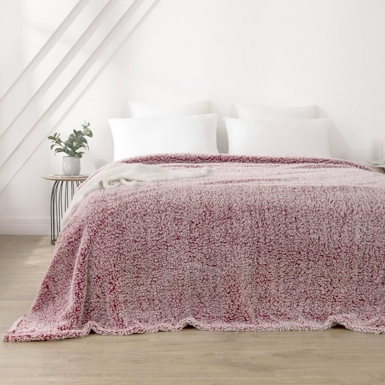 Mainstays Modern Red Polyester Sherpa Bed Blanket Full Queen