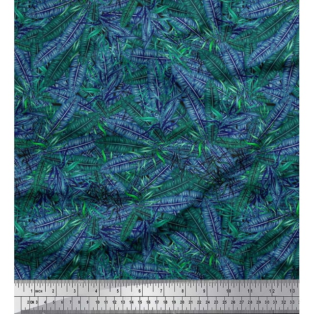 Soimoi Rayon Fabric Palm Leaves Print Fabric by Yard 42 Inch Wide