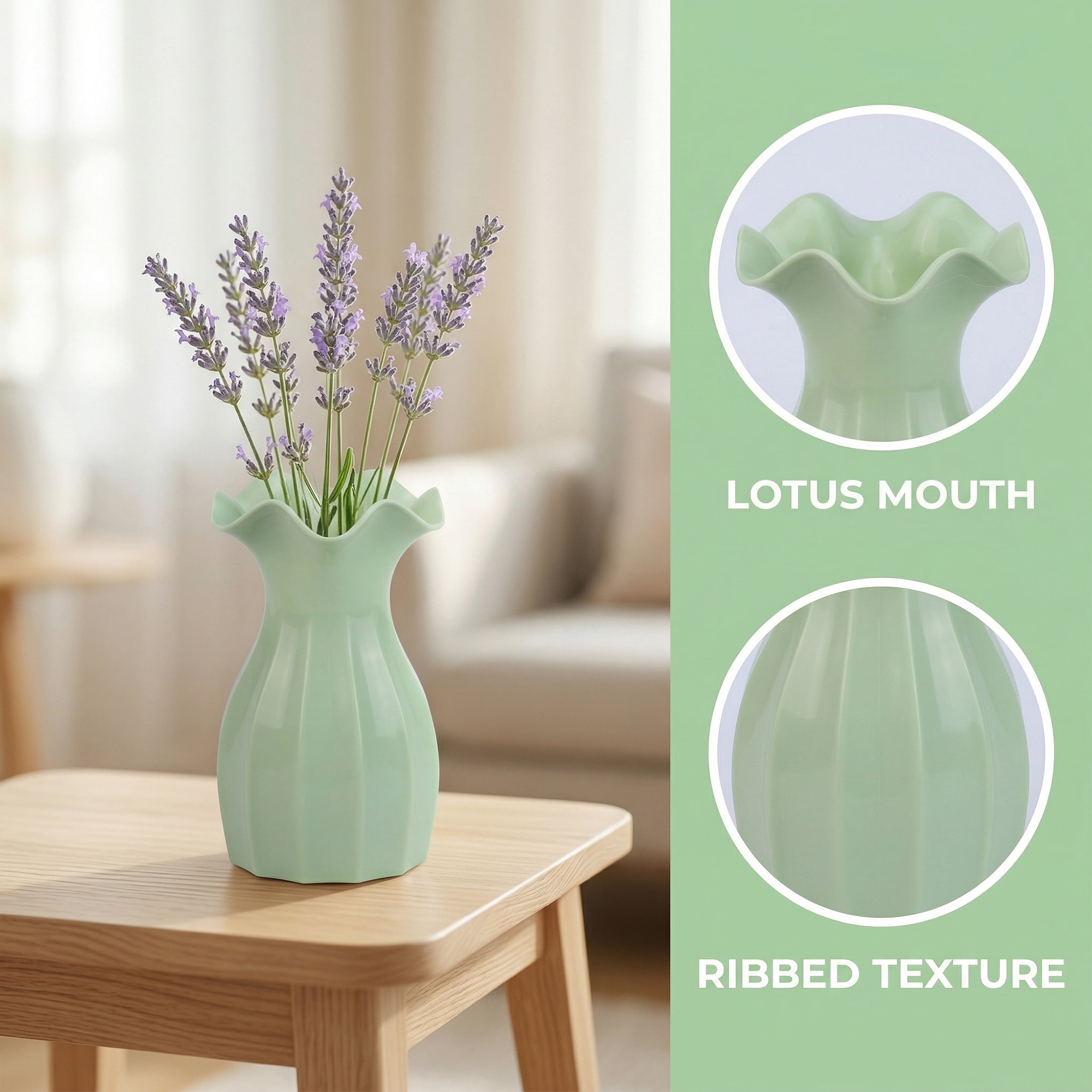 Unique Bargains Geometric Plastic Modern Unbreakable Bud Vase Green 4.1" x 4.1" x 6.3"