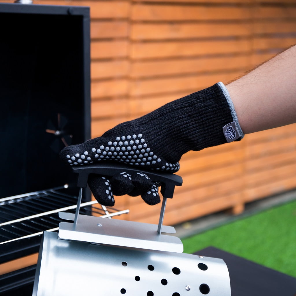 Expert Grill Silicone Dotted Heat Resistant BBQ Gloves, Black Color, One Size