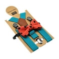 thumbnail image 3 of Conjunto de tirantes y pajarita para niños. Accesorios de ropa. Tirantes elásticos con 3 clips para fiestas de cumpleaños, grupos de uso Azul, 3 of 8