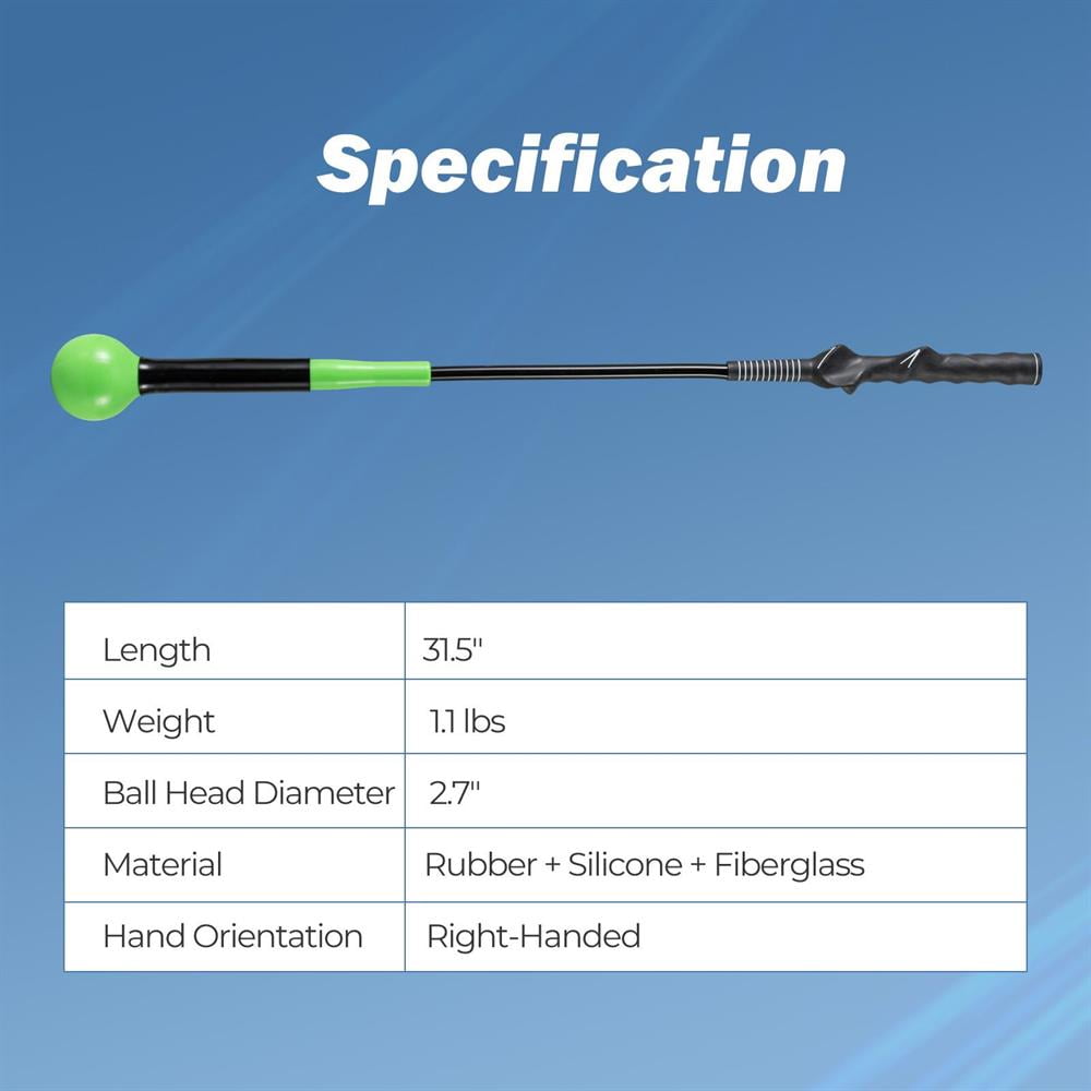 Topcobe 31.5 Inch Golf Swing Trainer Aid with Weighted Head for Grip Rhythm Balance-Green, Indoor Sports Equipment