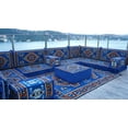 thumbnail image 3 of Convertible Sofa, Blue Arabic Majlis Floor Seating, Futon Sofa Bed, Sleeper Sofa Bed for Living Rooms, U Shaped Floor Cushions,, 3 of 4