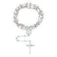 thumbnail image 1 of Me Plus 6mm CCB Beads Alloy Crucifix Cross Pendant Rosary Catholic Necklace 20" (R4R-Silver), 1 of 4