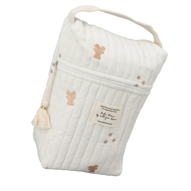 Bolsa para Pañales, Acolchado, Patrón Bordado, Cochecito de Bebé, Bolsa Con Cremallera Con Flexible, Adecuado Para Biberón, Toallitas, Chupete