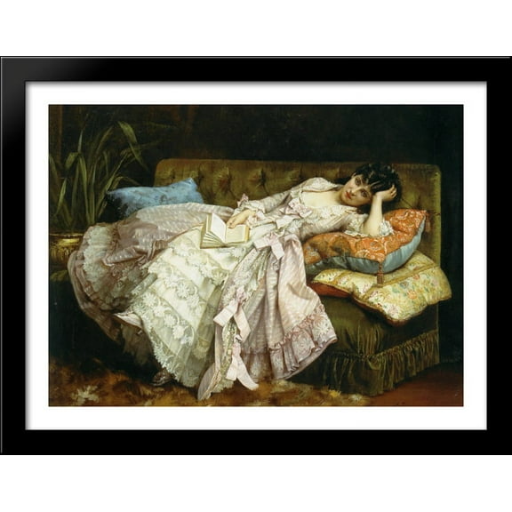 Sweet Doing Nothing 36x28 Large Black Wood Framed Print Art by Auguste Toulmouche