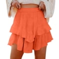 thumbnail image 3 of TaTaai Women's Tennis Skirt for Women Solid Color Elastic Waist Bohemian Ruffle Tiered High Waisted Mini Skirt for Sports Daily Gift, 3 of 7