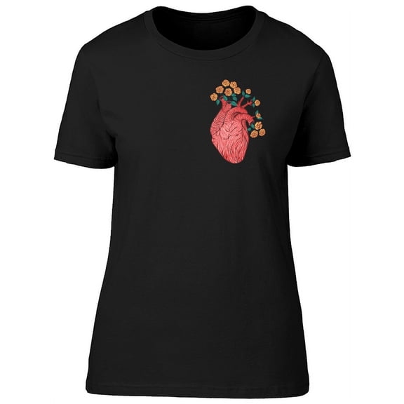 Human Heart With Yellow Flowers T-Shirt Women -Image by Shutterstock, Female x-Large
