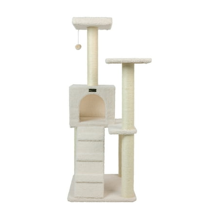UPC: 0815481010192 | Armarkat 53-in real wood Cat Tree & Condo Scratching Post Tower  White