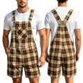 thumbnail image 5 of BOOMNY Oktoberfest Mens Short Bib Overalls Wide Leg Jumpsuits for Men Loose Fit Adjustable Strap Plaid Casual Shortalls With Pocket, 5 of 5