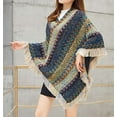 thumbnail image 2 of StylesILove Women Autumn Winter Knitted Tassel Irregular Pullover Poncho Sweater Soft Wrap Cape Lightweight Shawl (Blue), 2 of 3