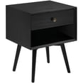 thumbnail image 1 of Mid Century Modern 1-Drawer Bedroom Nightstand in Black, 1 of 14