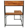 thumbnail image 5 of Tcbosik L-Shaped Computer Desk with Storage Bookcase, Corner Table with Metal Frame for Home Office, Brown, 5 of 7