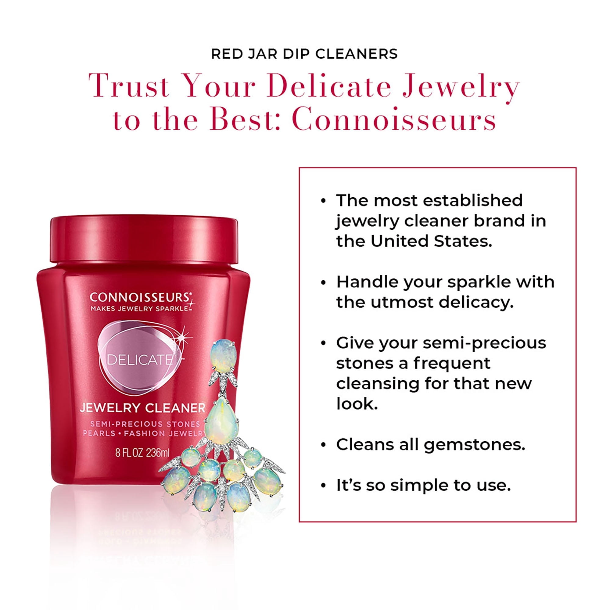 Connoisseurs Delicate Jewelry Cleaner Solution for Pearls, Gemstones & Fashion Jewelry, 3 Pack
