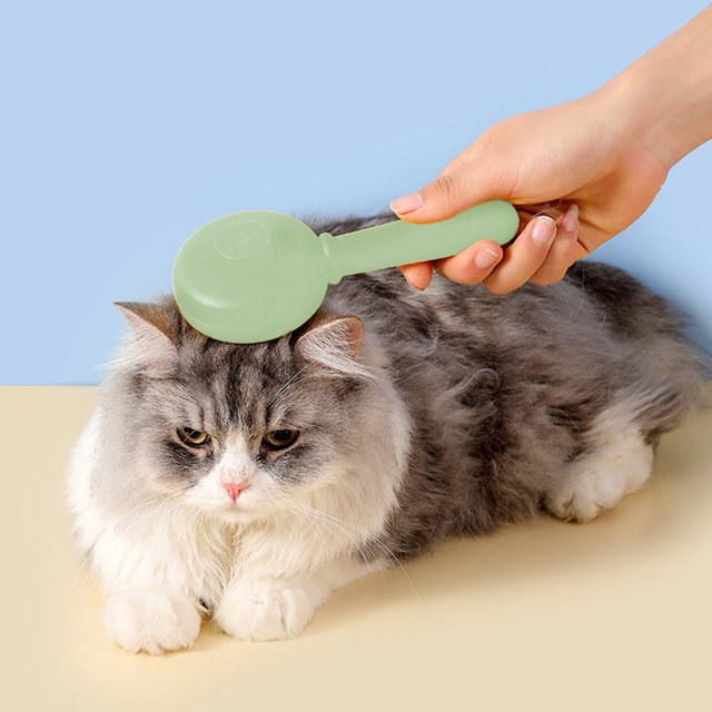 Peine para Mascotas con Agujas de Acero Inoxidable para Masaje y Limpieza. Cepillo Depilatorio Portátil con Autolimpieza de Un Solo Clic.