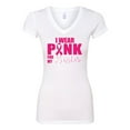 thumbnail image 2 of I Wear Pink for My Sisiter Survivor Awareness Womens Junior Fit V-Neck Tee, White, X-Large, 2 of 3