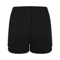 thumbnail image 4 of Women's Cotton-Linen Casual Shorts - Elastic Waist Pull-On with Side Pockets, Beach & Lounge Shorts | Yubnlvae (Black | L), 4 of 4