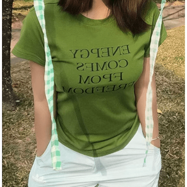 Women's Round Neck Short Sleeve Letter Print T-Shirt
