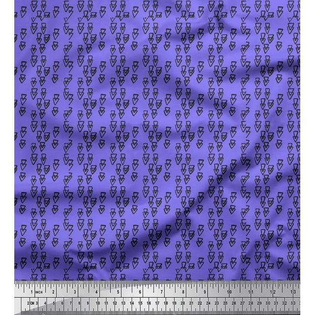 Soimoi Purple Cotton Duck Fabric Triangle Geometric Print Fabric by the Yard 56 Inch Wide
