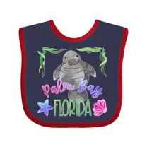 Inktastic Palm Bay Florida Cute Swimming Manatee Boys or Girls Baby Bib