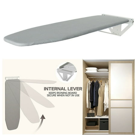 Wall Mounted Rotating Ironing Board 39.6in Foldable Wall-Mounted Rotating Ironing Board Easy Installation Space Saver Gray