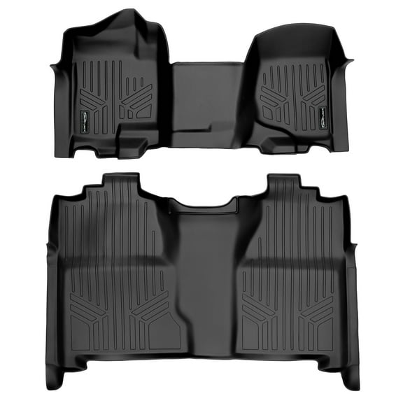 SMARTLINER 2 Rows Custom Fit Floor Liners Compatible with 2007 - 2013 Chevrolet Silverado 1500 Crew Cab