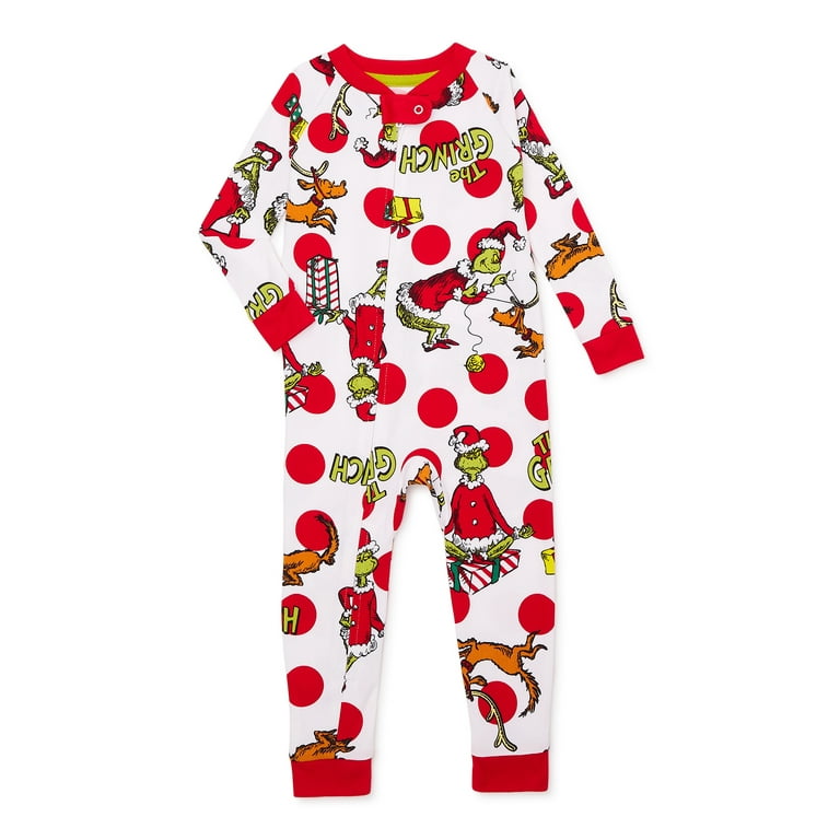 Dr. Seuss Infant Grinch Matching Family Pajamas One-Piece Sleeper, Sizes 6M  to 18M
