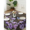 thumbnail image 3 of Purple Flowers Suqare Tablecloth - 54 x 54 Inch, Butterfly Spring Floral Wooden Farmhouse Waterproof & StainResistant Tablecloth, Washable Oil-proof Table Cover for Dining/Party/Wedding/Buffet, 3 of 9