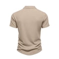 thumbnail image 4 of LWavelet Men's Short Sleeve Polo Shirt, Ribbed Knit Contrast Cuff Collared Top for Casual & Business Wear Khaki XL, 4 of 4