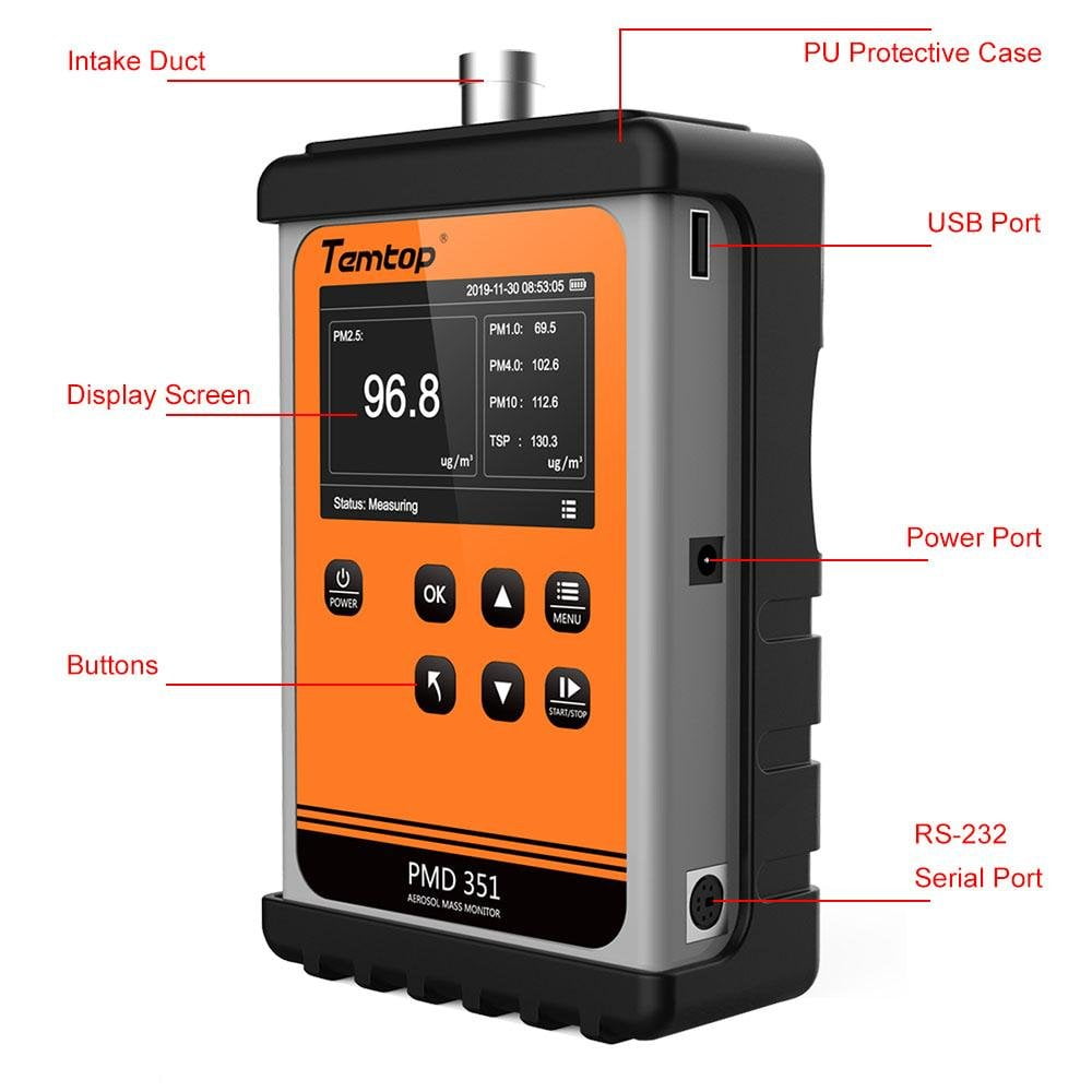Temtop PMD 351 Handheld Particle Counter Particulate Meter for PM1.0/PM2.5/PM4.0/PM10/TSP