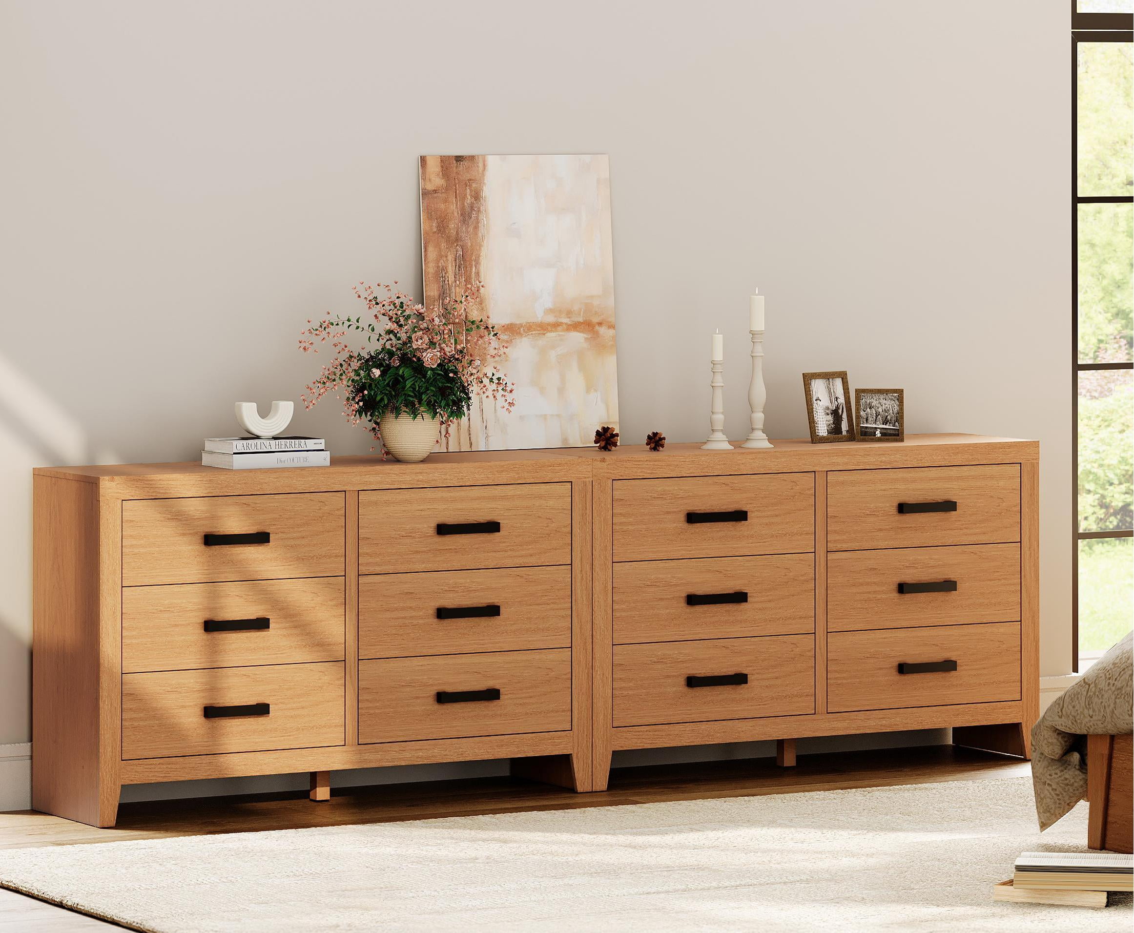WAMPAT 106" Farmhouse Dresser with 12 Drawers, Extra Wide Wood Chest of Drawers Storage Cabinet for Bedroom, Living Room, Hallway