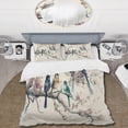 thumbnail image 2 of Designart "Multicolored Birds on Plum Blossom Tree I" Bird Bedding Covert Set - Shabby Chic Beige Animals Bed Set With 2 Shams, 2 of 6