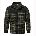 thumbnail image 6 of Miluxas Men's Outdoor Casual Camp Fleece Sherpa Lined Flannel Plaid Shirt Jacket Army Green, 6 of 8