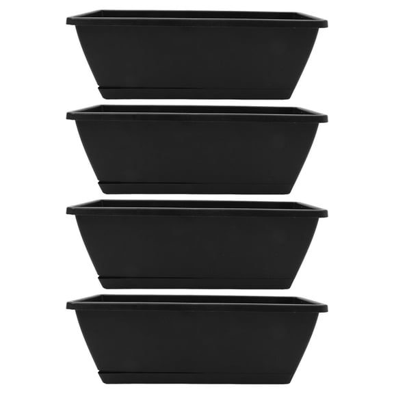 FOMIYES Rectangular Planter Box Flower Pot Dark Grey Plastic Planting Indoor 4pcs