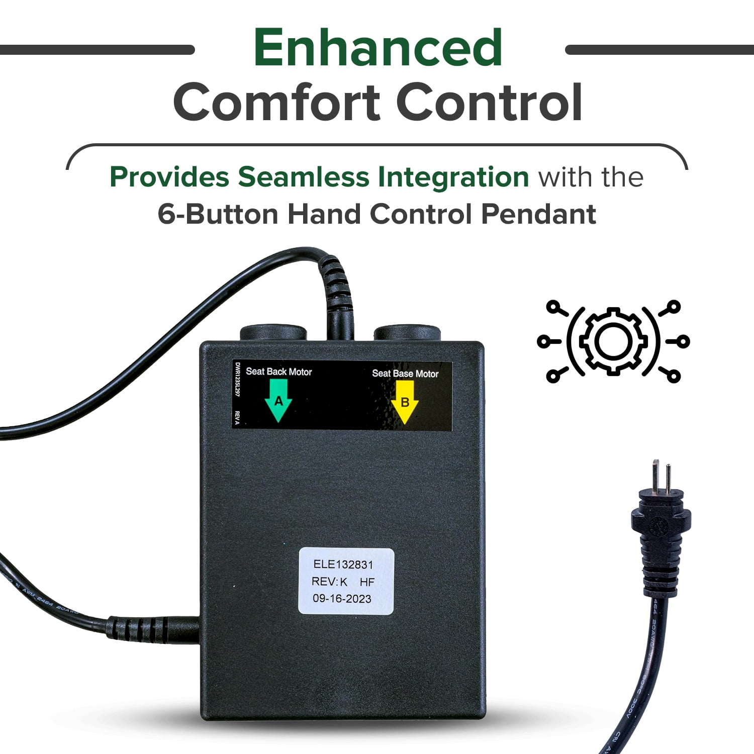 AlveyTech Infinite Position Motor Control Box for Pride Infinity Collection Lift Chairs - (ELE132831) Replacement Parts for Pride Infinity LC-521 & LC-525 and Oasis LC-580 Power Recliner Lift Chair