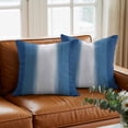 thumbnail image 3 of Throw Pillow Covers, Navy Blue Striped 16x16 Pillow Covers for Couch/Sofa/Bed, Blue White Ombre Farmhouse Gradient Decorative Square Linen Cushion Pillowcase for Home Decor, 3 of 9