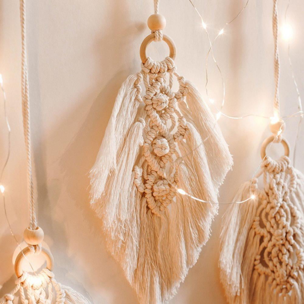 Macrame Boho Wall Hanging Decor Geometric Woven Tapestry Chic Cotton Handmade Bohemian Art with Long Tassel Chic Craft Ornament for Dorm Home Bedroom Apartment Room Decoration Walmart