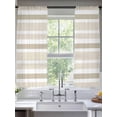 thumbnail image 2 of Beige Brown Sheer Curtains 63 inches Long 2 Panels Set White Stripe Tiers Sheers Rod Pocket Small Window Short Curtains for Kitchen Cafe, Each 52" W x 63" L, 2 of 7