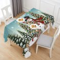 thumbnail image 6 of Teal Christmas Snowman Table Cloth Waterproof Tablecloths, Xmas Tree Snowflake Botanical Tablecloth Dining Table Cover for Kitchen Party Tabletop Outdoor, Rectangle Tablecloth 60x120 Inch, 6 of 9